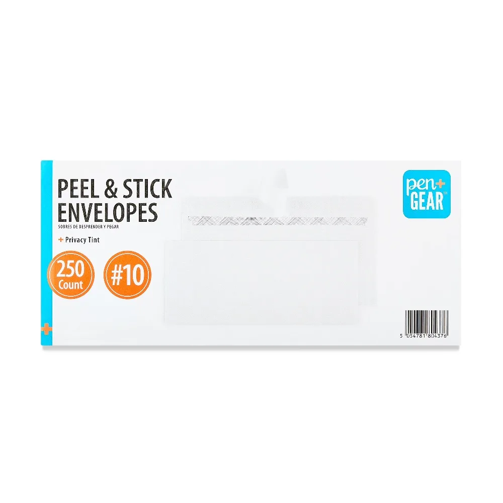 

White Self Seal Security Envelopes with Privacy Tint Peel and Stick Closure 4.13 x 9.5 Inches Pack of 250 for Mailing Documents Letters Invitations