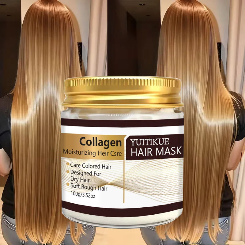 

YUITIKUE Коллагеновая увлажняющая маска для волос | Для сухих, грубых и окрашенных волос, восстанавливает гладкость, 100 г