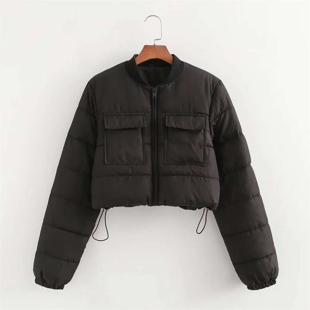 

Taop&Za Autumn New Product Women's Fashion Leisure Versatile Pocket Decoration Short Bread shaped Cotton Jacket