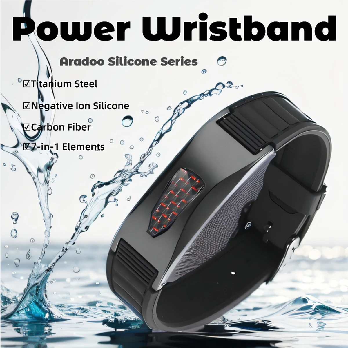 Silicone Magnetic Bracelet for Men Carbon Fiber Power Wristband Titanium Germanium Pendant Necklace Father\'s Day Gift