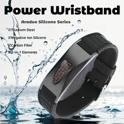 Silicone Magnetic Bracelet for Men Carbon Fiber Power Wristband Titanium Germanium Pendant Necklace Father's Day Gift