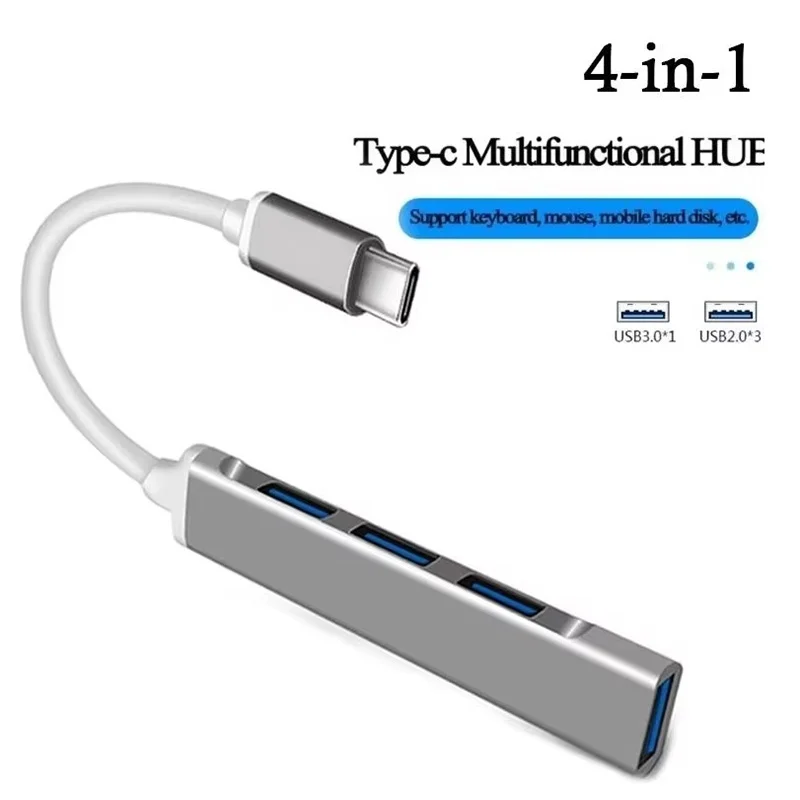 4 In 1 High Speed Data Transmission Splitter Type C Multi USB Splitter For Computer Laptop Tablet U Disk Office Data Accessories