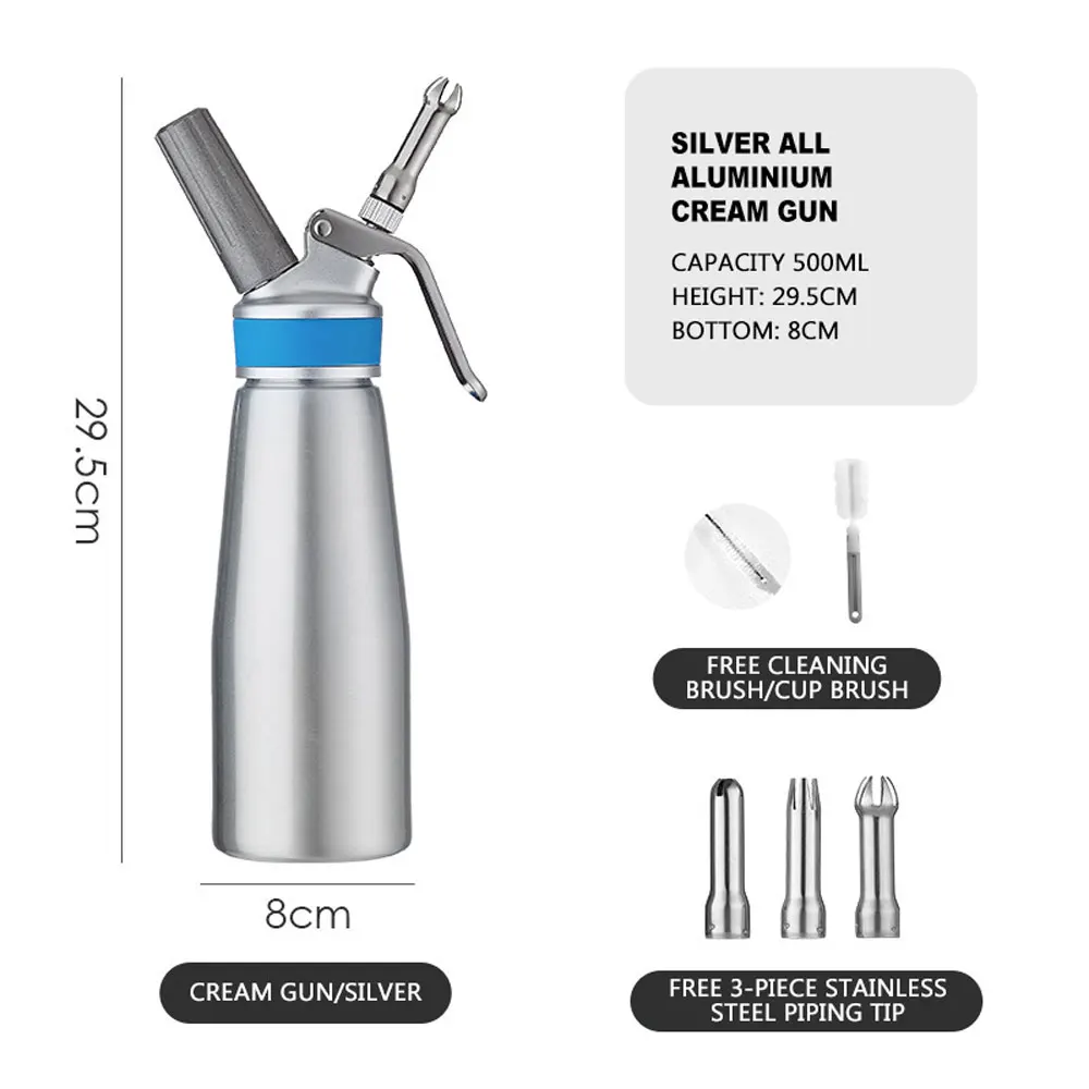 Cream Gun Siphon Kitchen Whipped Cream Gas Foamer Gun Stainless Steel Tool Whipper Chantilly Dispenser Coffee Cake