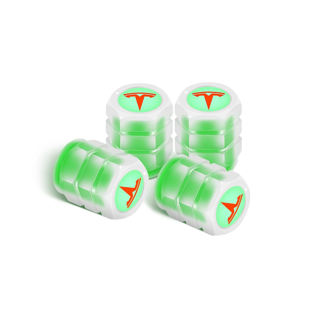 Car Styling Tire Valve Caps Fluorescent Motorcycle Bicycle Wheel Styling Decoration For Tesla Model 3 Model S Model X Model Y