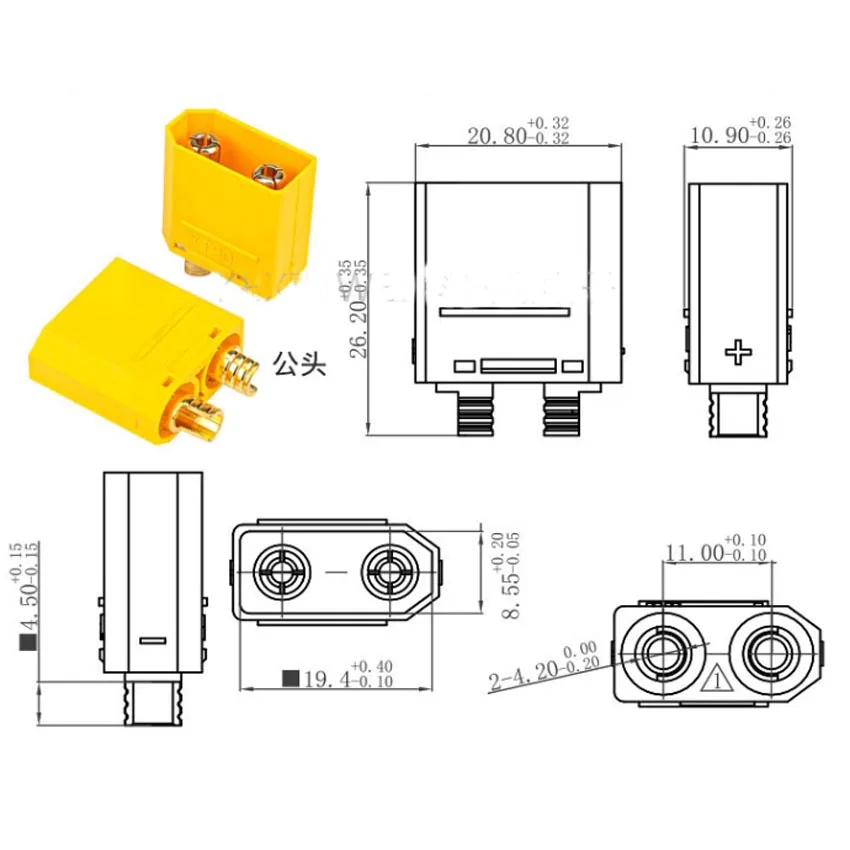 1set XT90 (XT90H)Battery Connector Set 4.5mm Male Female Gold Plated Banana Plug For RC Model Battery