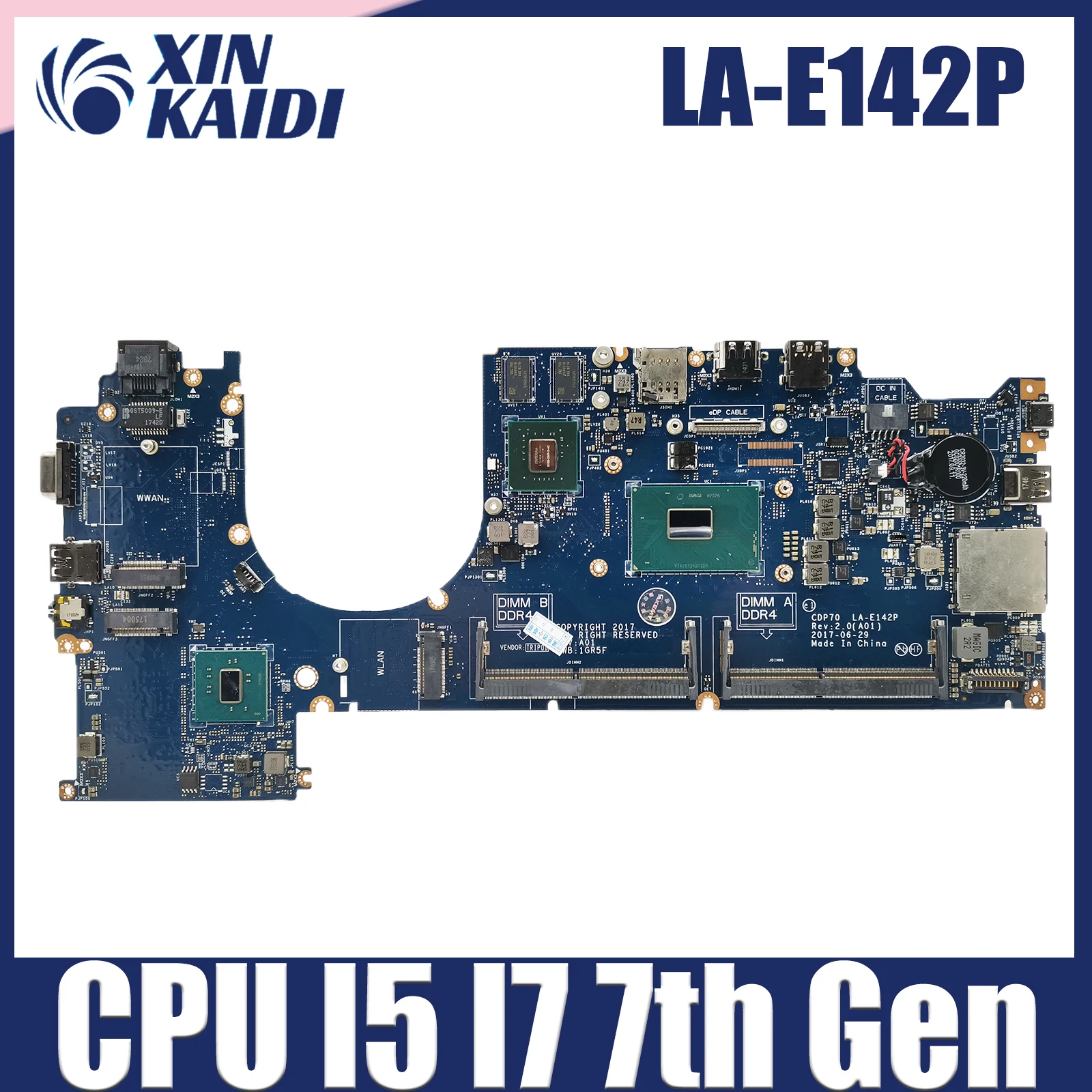 

LA-E142P Notebook Mainboard For Dell Latitude 5480 0HWNFC N16S-GMR-S-A2 2G 100％ test Notebook Motherboard CPU I5 I7 7th Gen