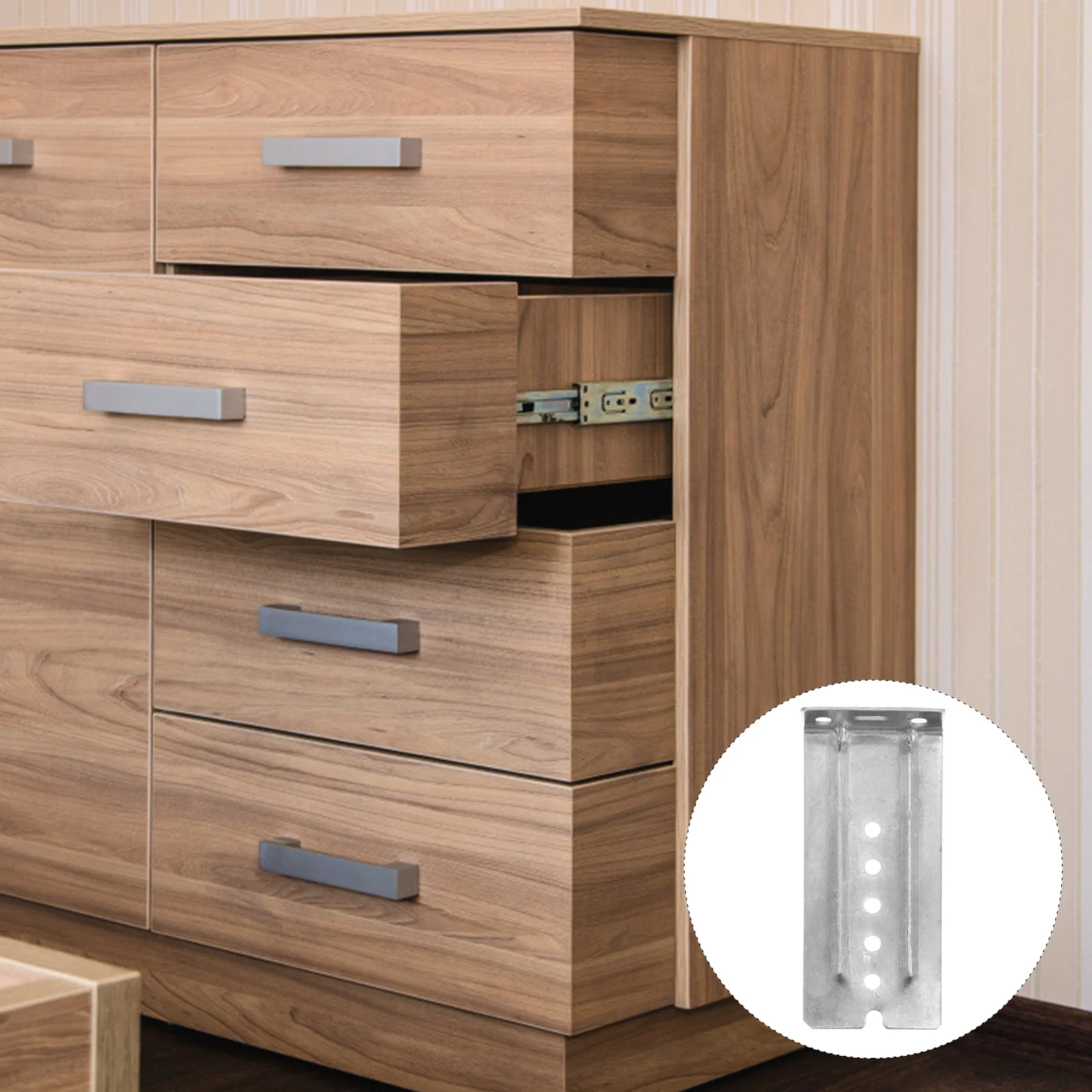 

4Pcs Drawer Slide Rear Mounting Brackets Durable Electroplated Surface No Burrs Strong Load Bearing Cabinet Tray Accessories