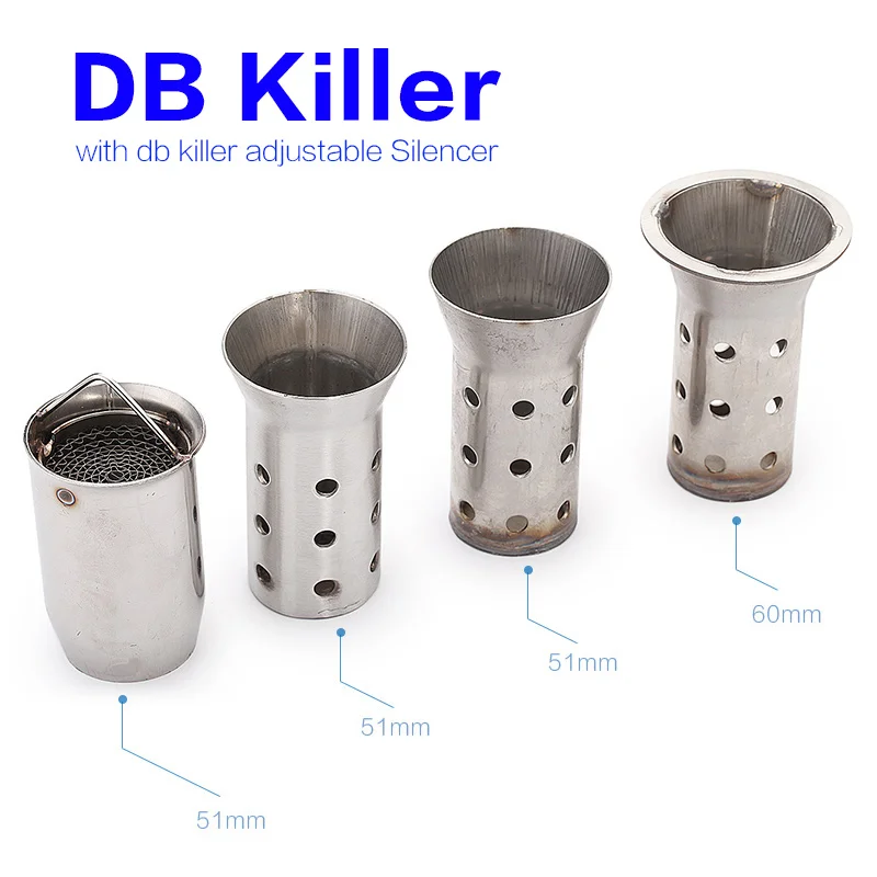 db killer Motorcycle Exhaust Muffler Stainless steel Adjustable db killer Silencer Noise Sound Eliminator 51mm 60mm Slip-on