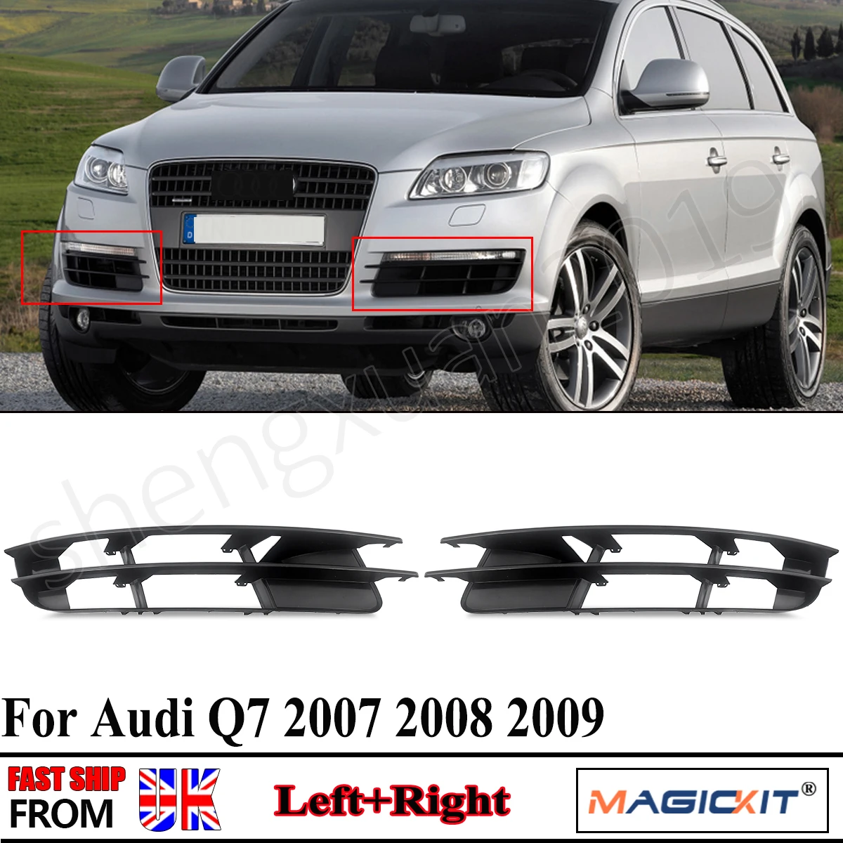 

FOR AUDI Q7 2007 2008 2009 FOG LIGHT COVER GRILLE Standard Model BLACK FRONT BUMPER Fog Lamp Covers Grill Refit Car Accessories