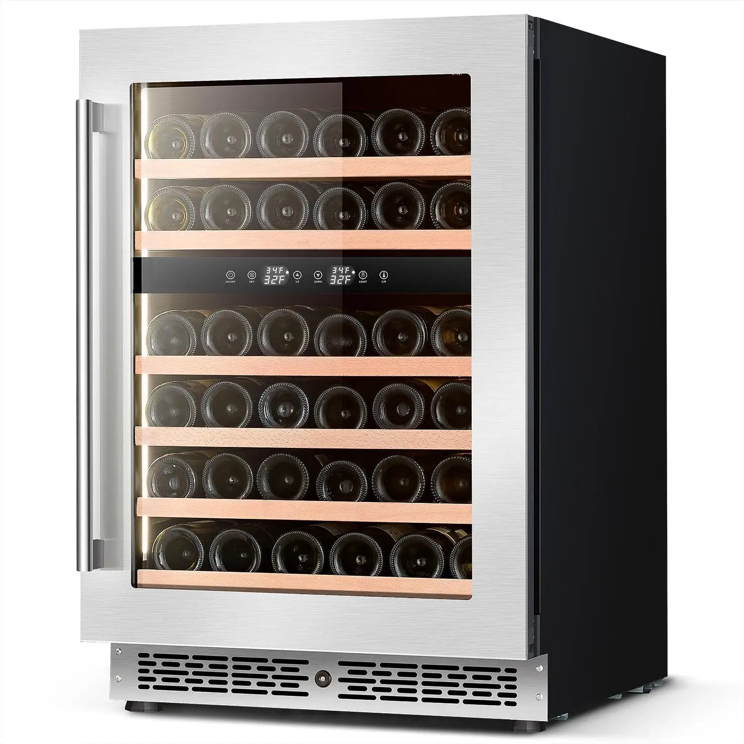 NE-403D 42 Bottles Dual Zone Wine Beverage Refrigerator Built-in Stainless Steel Cooler bar Wine Cabinet Cellar