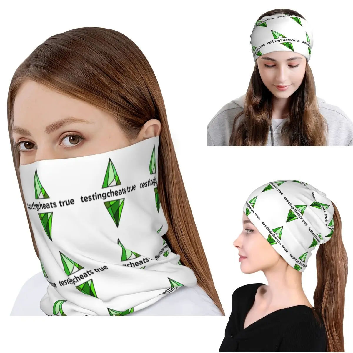The Sims 4 - Testingcheats True Plumbob Bandana, Mascarilla, Bufanda, Cinta para la Cabeza Cálida, Gorro, Unisex, Adulto, Todas las Estaciones