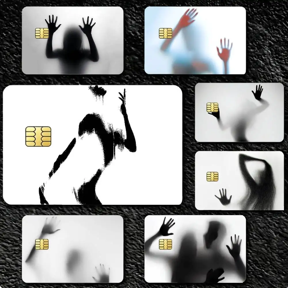 

A-Abstract Silhouette of Nude Woman 4pcs 1Set Card Stickers Small Waterproof Chip 4PCS Card Sticker Anti-Scratch