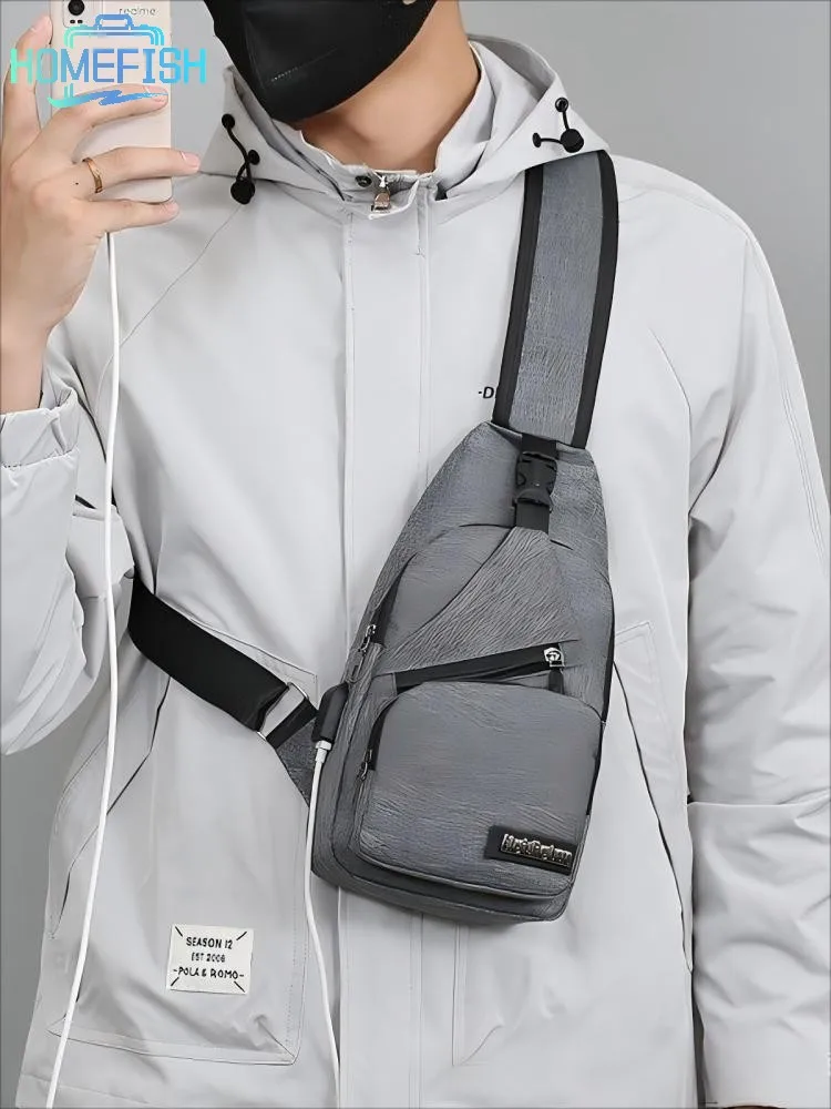 

HOMEFISH Chest Bag Men's One Shoulder Crossbody Bag Large Capacity Outdoor Sports Leisure Fashion Small Shoulder Bag Backpack