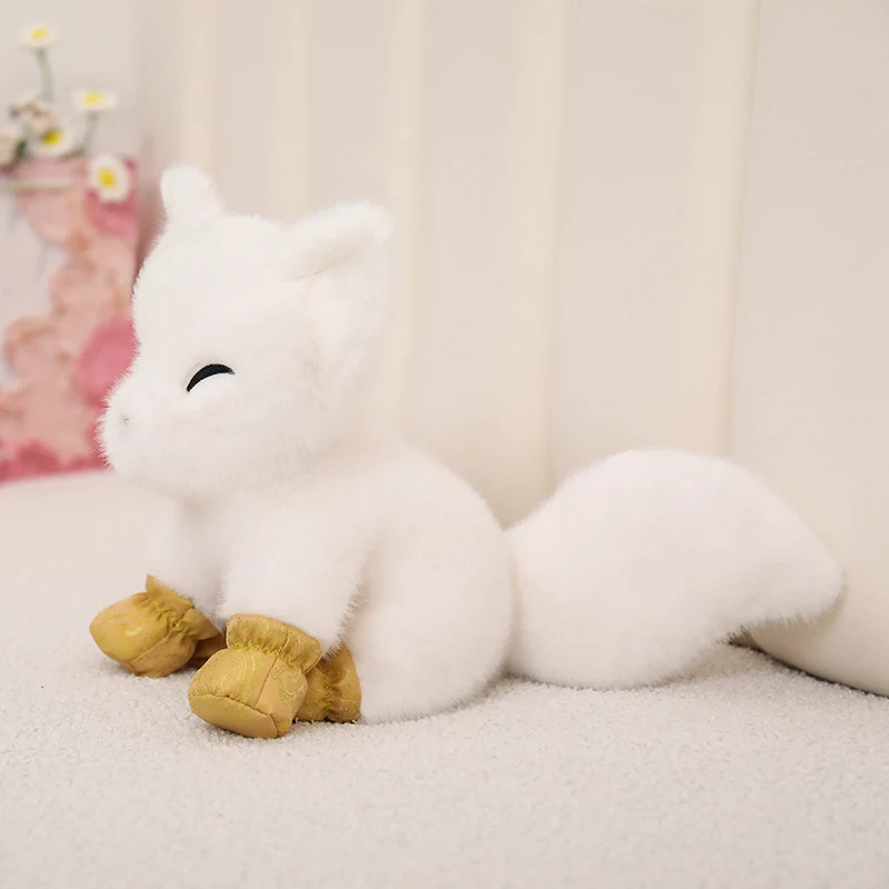 22cm Kawaii Simulation Arctic Fox Plushie White Polar Fox Snow Fox Plush Toys Cute Lifelike Animals Stuffed Doll Toy Gifts Kids