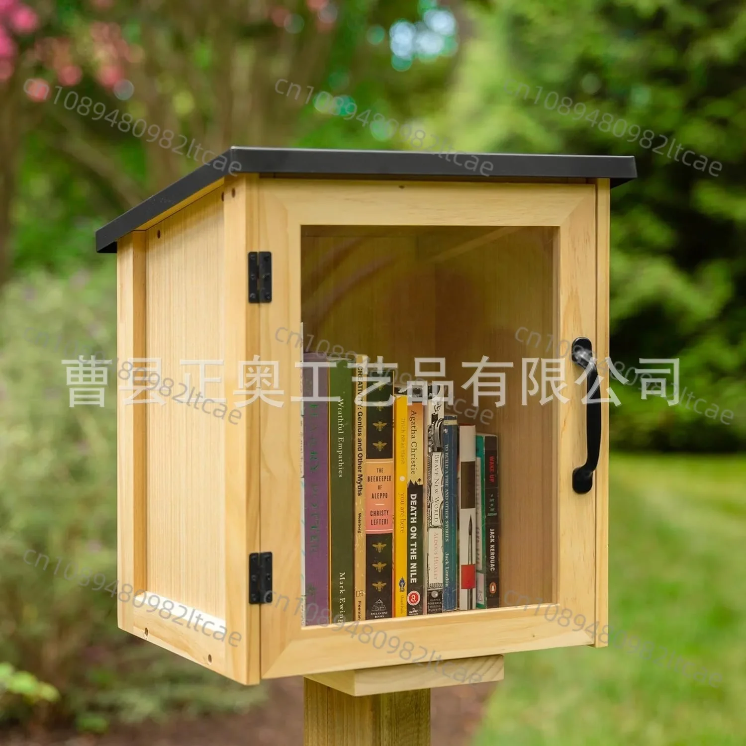 Outdoor Library Book Box - Free Literature Exchange Kit for Outside - Little Wood Cabinet for Sharing Books