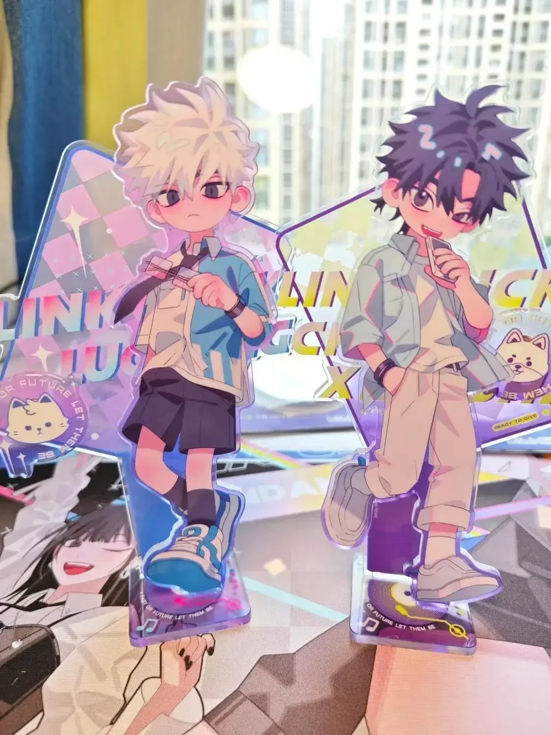 Enlace Click Anime Charles Lucas Lu Guang Rin Jo figura acrílica soporte modelo adornos de escritorio decoración de exhibición Prop juguete para niños