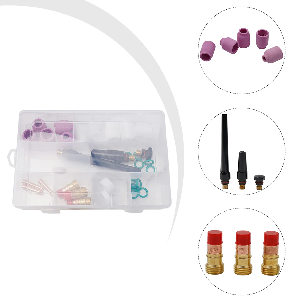 

31PCS TIG Torch Kit for WP171826 with For Stubby Gas Lens and #12 Glass Cup Suitable for WP 17 18 26 TIG Welding Applications