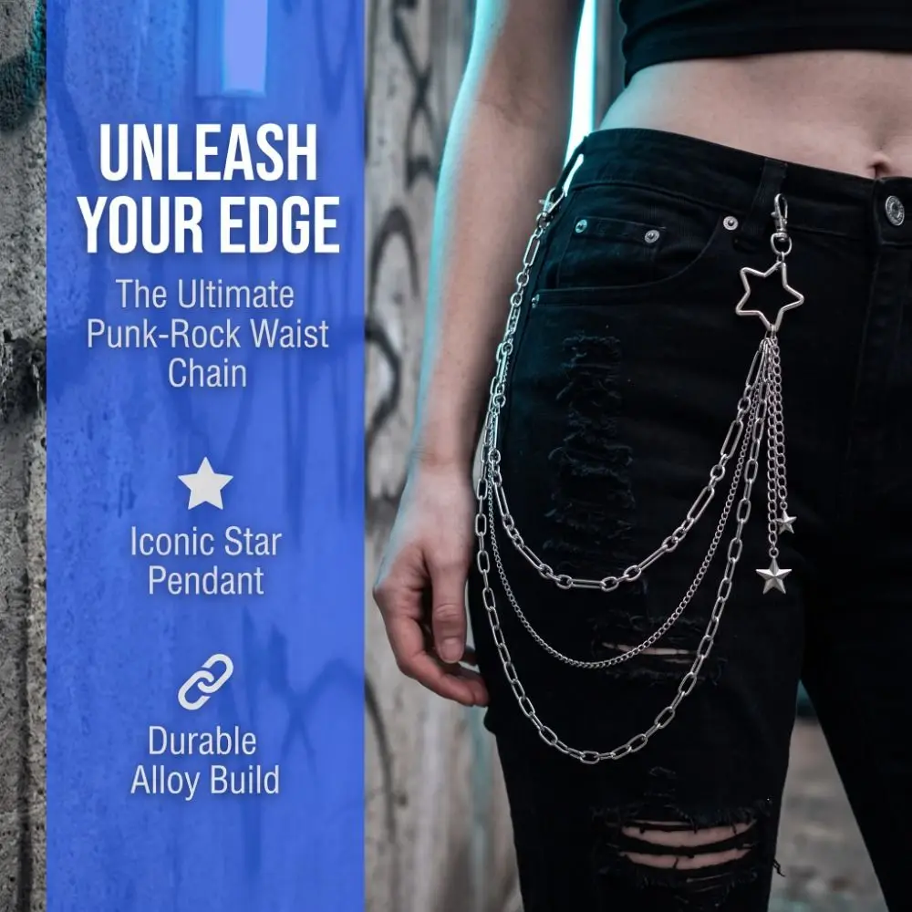 Trendy Multi-Layer Pants Chain Secure Fastening Y2K Waist Chain Creative Punk Hip Jewelry Steampunk Style