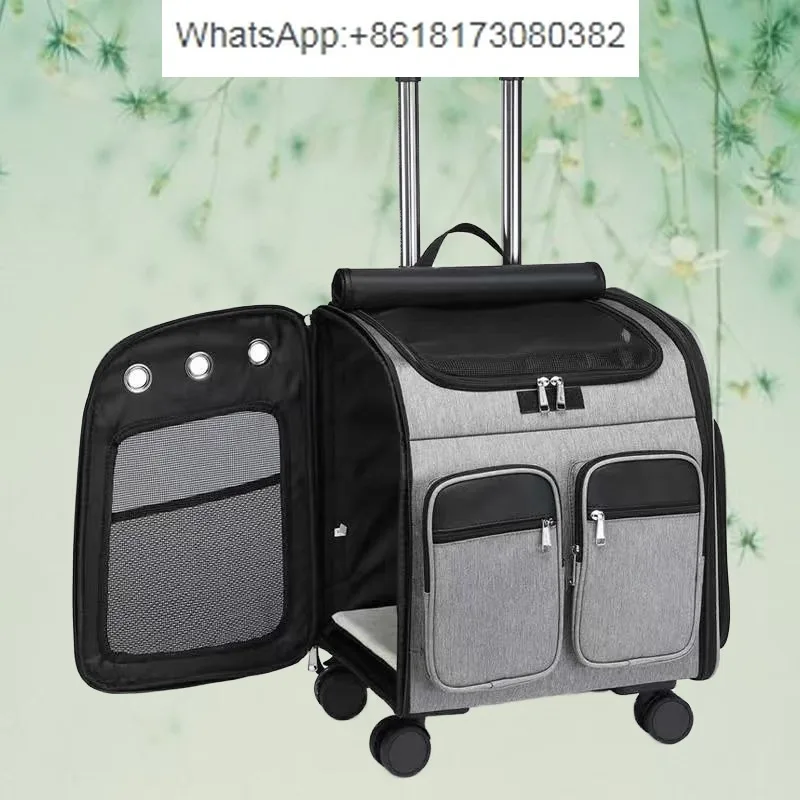 

Pet trolley case, cat bag, portable for outdoor use, cat suitcase, large, breathable shoulder, dog trolley , space capsule