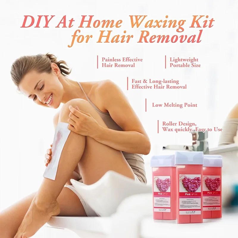 바디 제모용 롤온 왁스 스트립, 유니섹스 전문 미용 도구 왁싱 키트, 히터 제모 왁스 카트리, 3 개/1 개