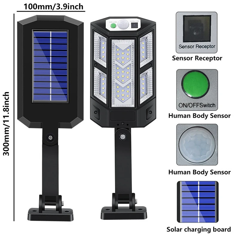 Outdoor Street Light COB Solar Charging Wall Human Sensing Courtyard Home Wall Lighting Remote Control Integrated Street Light