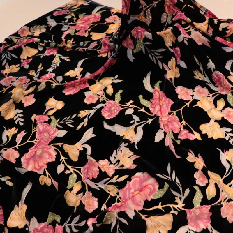 벨벳 브로케이드 비스코스 프린트 무늬가 있는 번트 패브릭 나이트가운 드레스 치파오