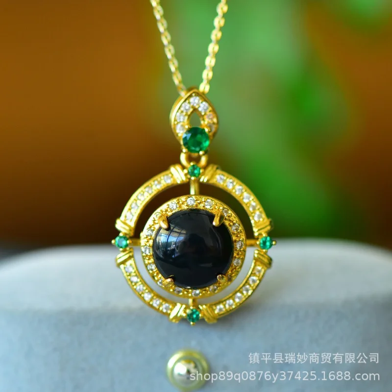 

Inlaid Hetian Jade Peace Fashion Necklace Pendant
