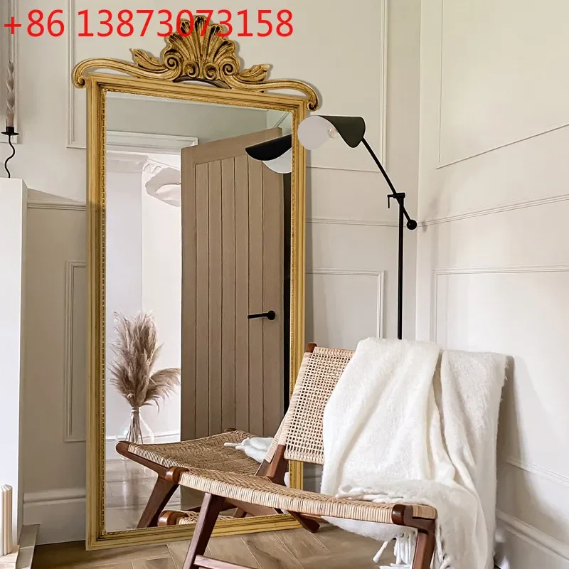 

Vintage carved full-length mirror European full-length mirror home bedroom cloakroom fitting mirror clothing store