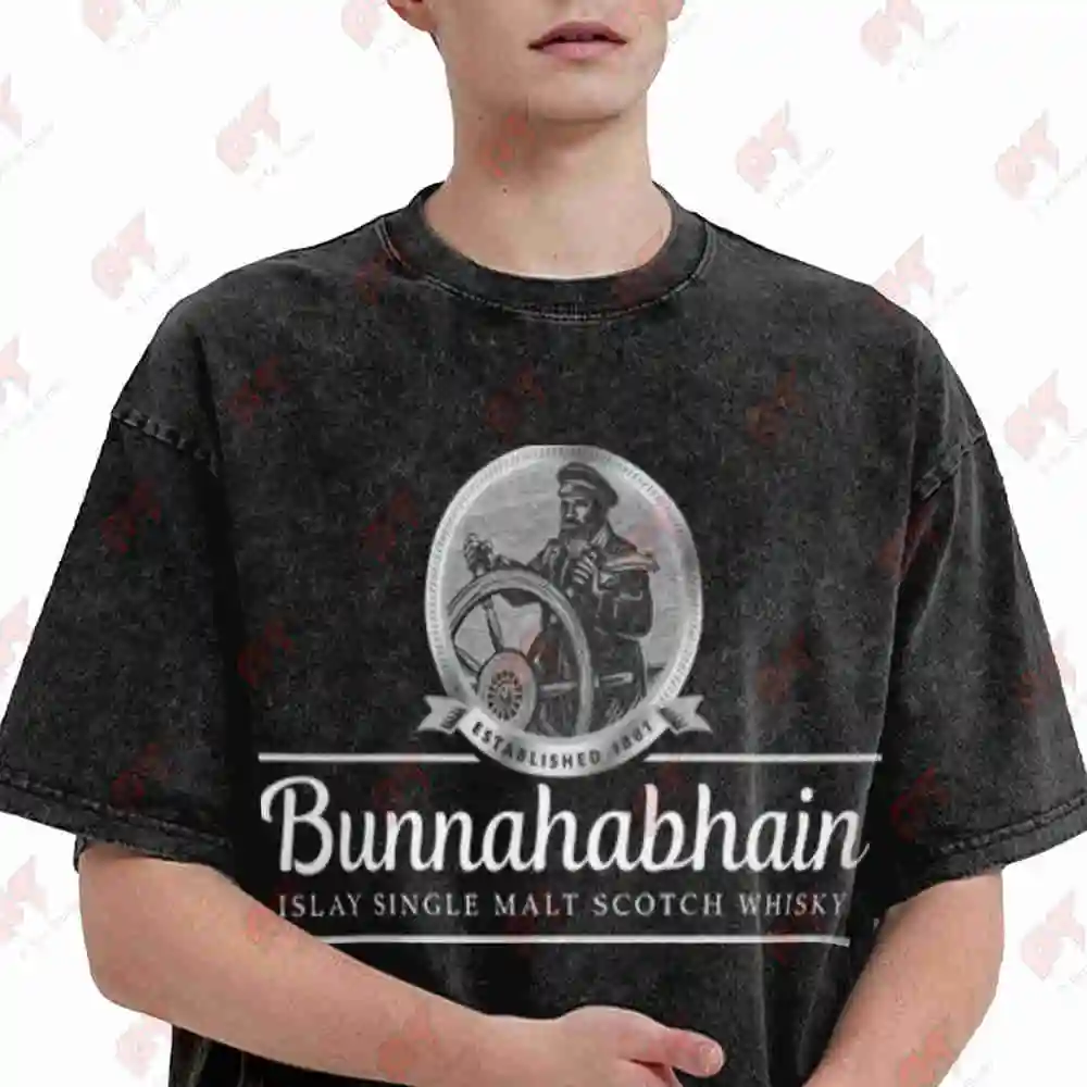 Bunnahabhain Islay Single Malt Scotch Whisky Vintage Washed Tee Pure Cotton T-Shirt