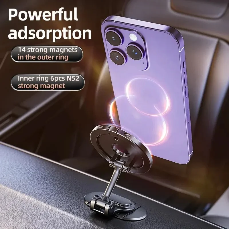 360° Rotation Magnetic Car Mobile Phone Holder Folding Stand Strong Magnet Smart Phone Bracket For iPhone Huawei Samsung Xiaomi