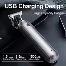 USB شحن صفر قطع شفرة اللاسلكي الشعر المتقلب Kemei KM-1757 مقص الشعر الجوف رئيس الحلاق آلة قص الشعر