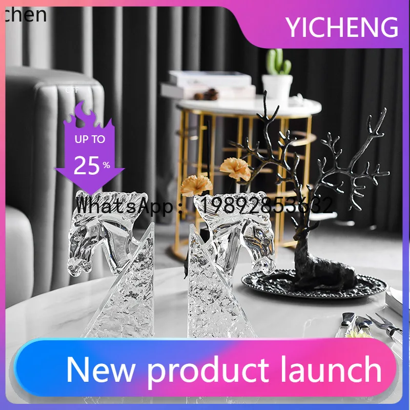 

ZZ- Crystal Bookend Model House Creative Crystal Ornament Living Room Wine Cabinet Home Office Gift Decoration