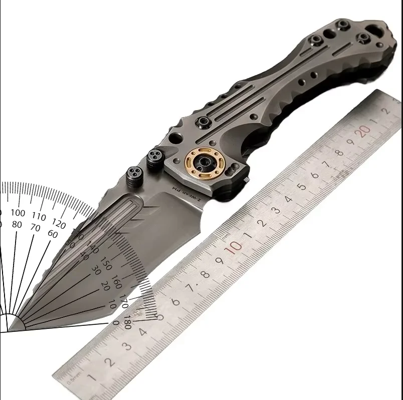 T1- Heavy duty folding knife Titanium alloy handle CNC exquisite carving overbearing tactical knife wilderness camping mountaine