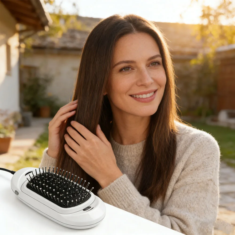 Anti-Static Hairbrush Smooth Frizz Reduce Tangles Portable With Storage Case For Dry Wet Hair Daily Grooming All Hair Types