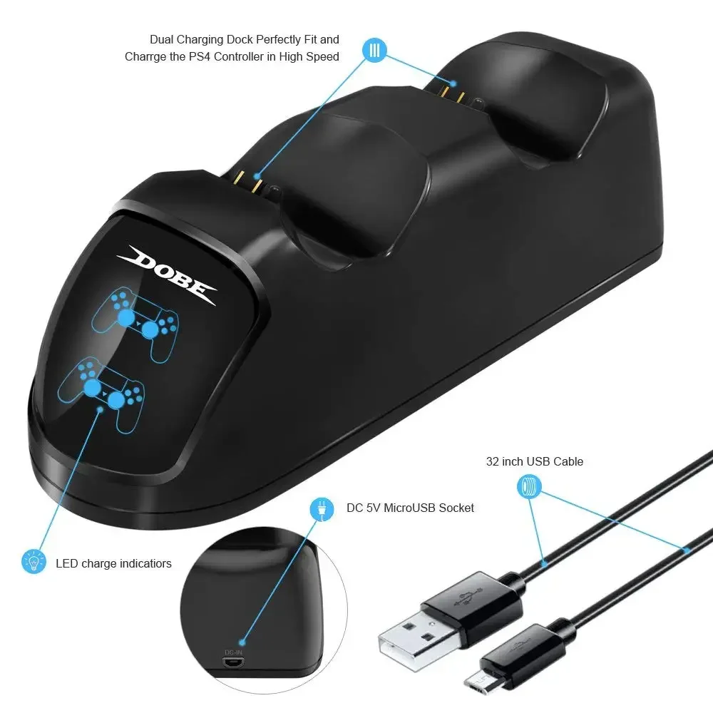YOTEEN para cargador de controlador PS4 para Dualshock 4 estación de carga Dual con pantalla de visualización soporte para mando