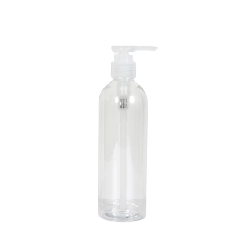 250ML 300ML Empty Clear Plastic Bottle Round Shoulder PET White Lotion Press Pump Refillable Cosmetic Packaging Container 15Pcs