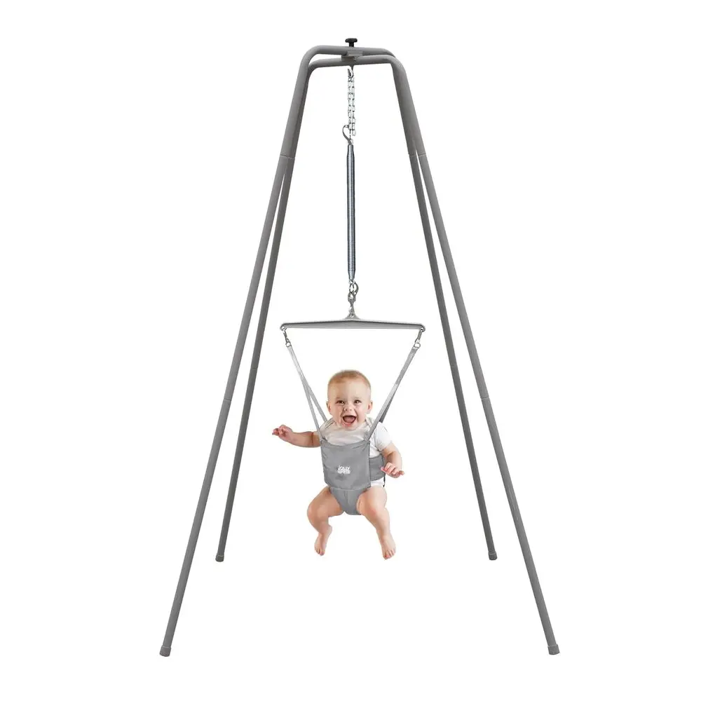 Elite (Grey) Baby Exerciser - Sturdy e, 6 t Tall Stand Baby Jumper, Indoor and Outdoor Exercise Seat, Adjustable Height, or Inan