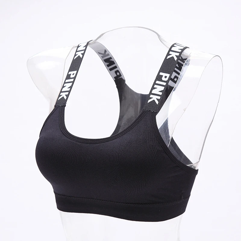 Women Sport bra Fitness Top Letters Yoga Bra For Black White Running Yoga Gym Fitness Crop Top Women Push Up Sports Bras