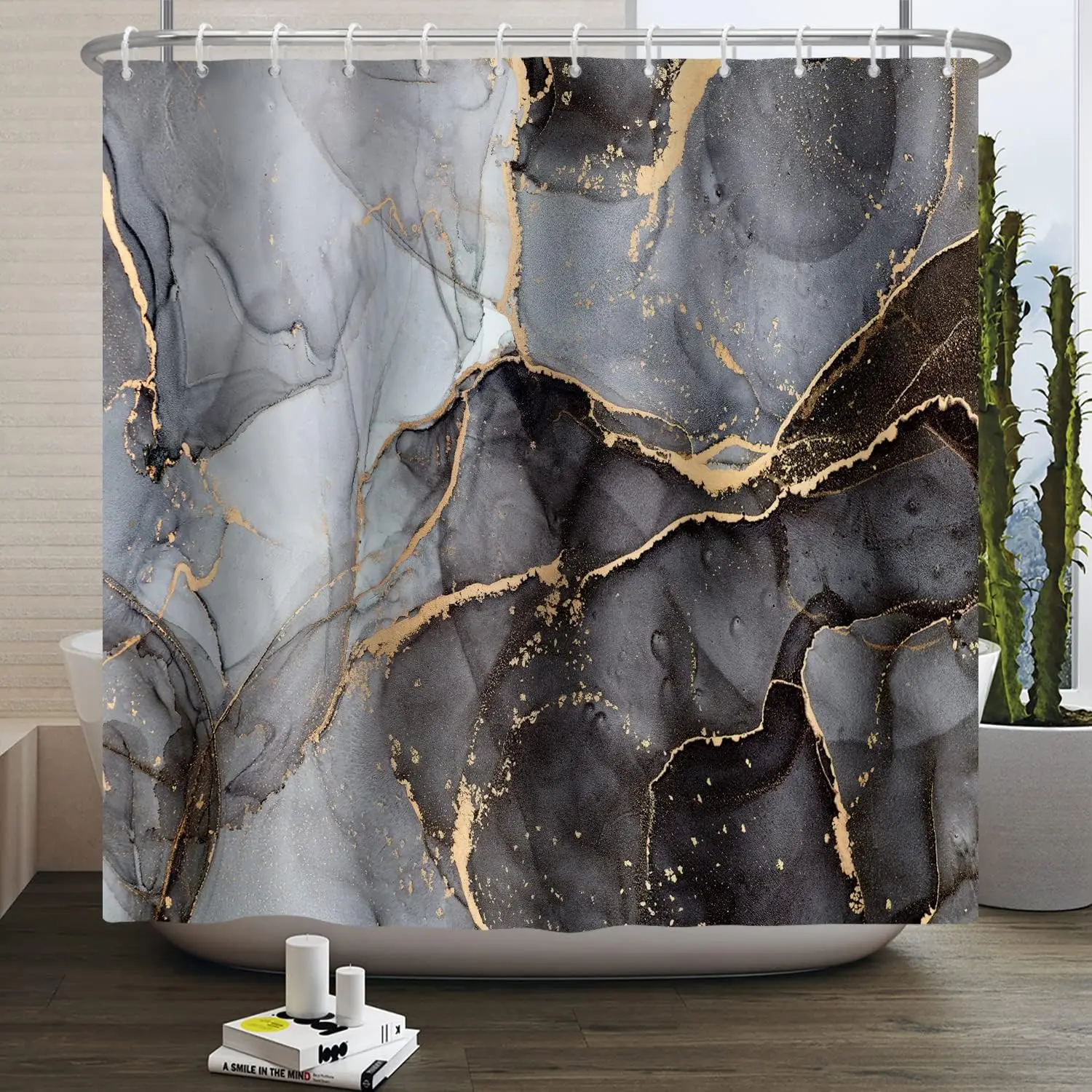 

Baocicco Gray and Gold Marble Shower Curtain Modern Luxury Abstract Shower Curtains Decorative for Bathroom Bathtubs Waterproof