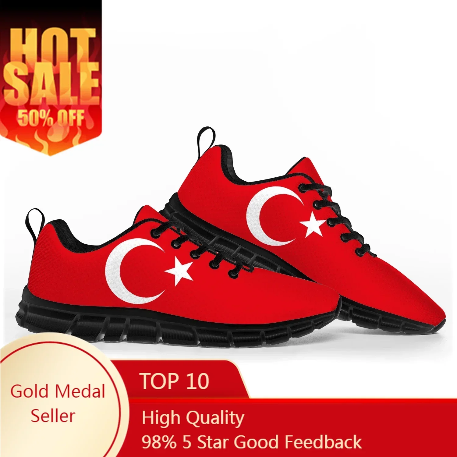 

Turkish Flag Sports Shoes Mens Womens Sneakers Turkey Casual Custom Couple Shoes