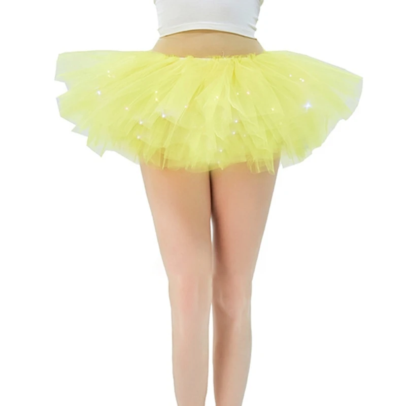 Women's Ballet Skirt Vintage 5 Layered Light Up Tutu Skater Skirt Princess Skirt M6CD