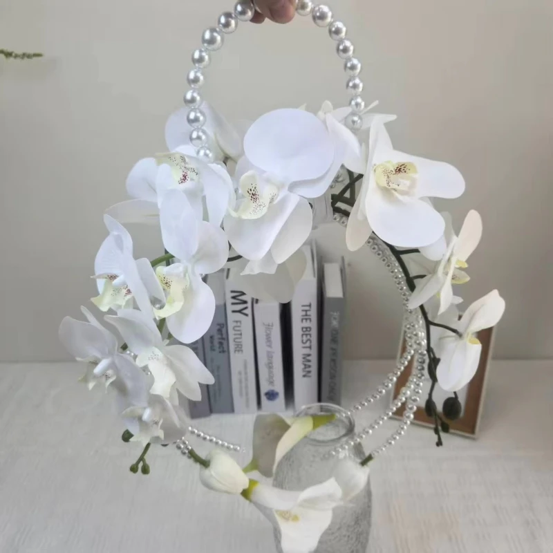 Calla lily orchid handheld waterfall wedding bouquet bridal flower drawstring sealed photo prop wedding gift decoration
