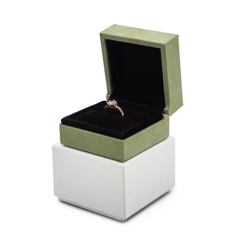 Caja de regalo de cuero de alta gama para boda, organizador de almacenamiento de anillos, pendientes, collar y pulsera de terciopelo personalizado,