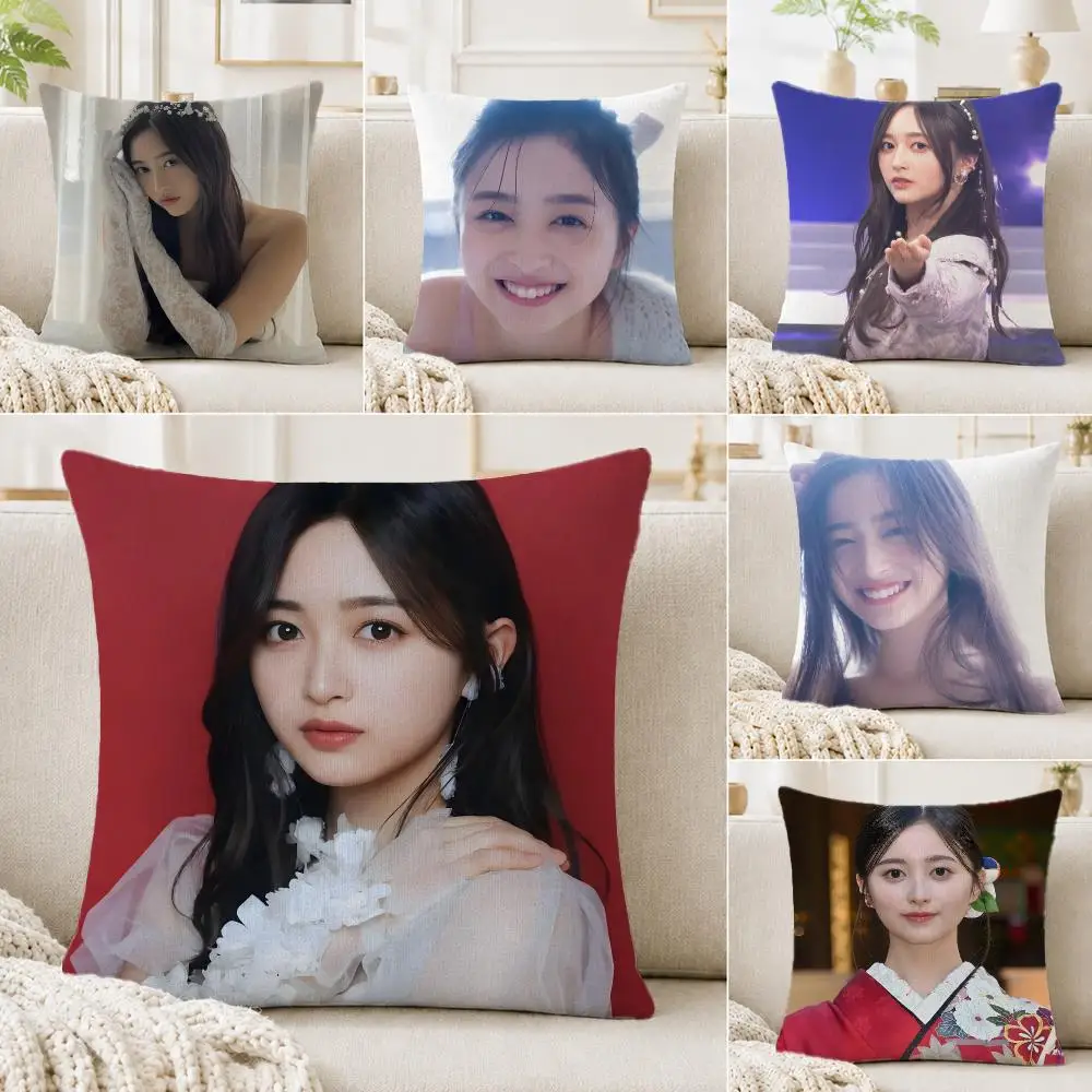 Idol Inoue Nagi Cushion Cover Linen Cushion Cover, Double-Sided Printed Pillow Cover for Sofa Home Decor