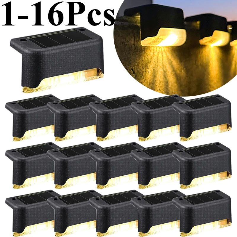 

1~16Pcs Solar Deck Lights Solar Powered Fence Light Outdoor Waterproof LED Solar Step Light for Garden Patio Stair Yard