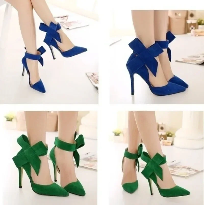 Women Pumps Shoes Fashion Bow High Heels Shallow Classic Pointed Toes Heels Stilettos Empty 2024 New Jazz Dance Wedding Shoes