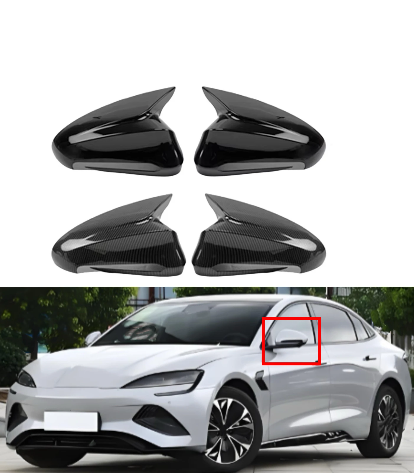 

Car Rearview Side Mirror Cover Fit For BYD Seal Atto 4 2022 2023 2024 Wing Cap Rear View Case Trim Carbon Fiber
