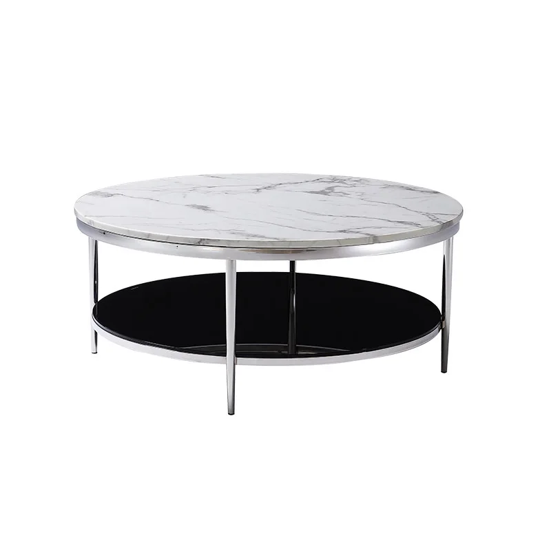

Italian minimalist stainless steel oval coffee table, living room marble light luxury table