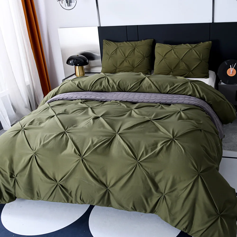 3pcs Twisted Microfiber Duvet Cover Set Queen Size Soft Polyester Quilt Cover with Zipper Closure+Pillowcases Breathable Comfy