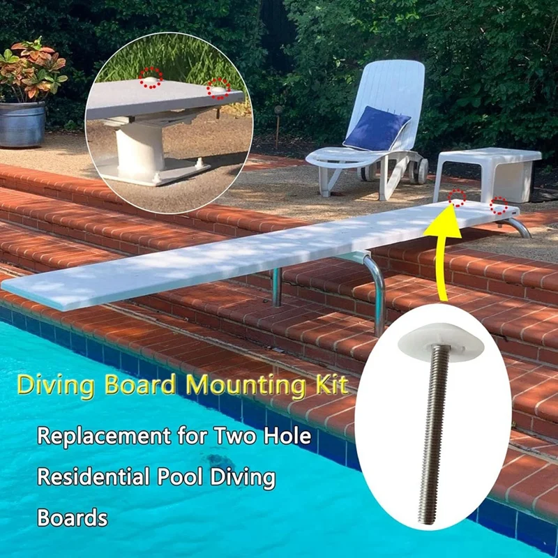 B-Est DB-TB-M Diving Board Bolt Kit For Inter-Fab Two Hole Residential Diving Boards Mounting, For Inter-Fab Inground Pools